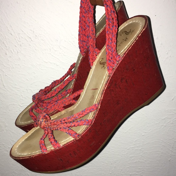 RARE MISS TRISH OF CAPRI FOR TARGET RUBY CORK WEDGE PLATFORM SANDALS SZ 8 - Picture 5 of 6